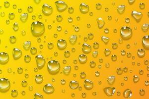 agua gotas en un amarillo antecedentes foto