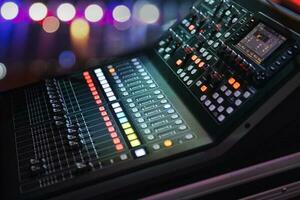 Professional audio studio sound mixer console board panel photo