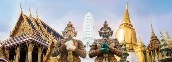 Wat Phra Kaew, Emerald Buddha temple,  Wat Phra Kaew is one of Bangkok's most famous tourist sites photo