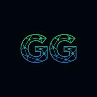 Abstract letter GG logo design with line dot connection for technology and digital business company. vector