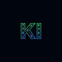 Abstract letter KI logo design with line dot connection for technology and digital business company. vector