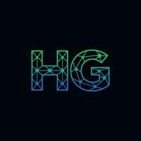 Abstract letter HG logo design with line dot connection for technology and digital business company. vector