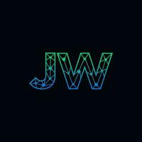 Abstract letter JW logo design with line dot connection for technology and digital business company. vector