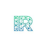 Abstract letter IR logo design with line dot connection for technology and digital business company. vector