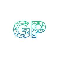 Abstract letter GP logo design with line dot connection for technology and digital business company. vector