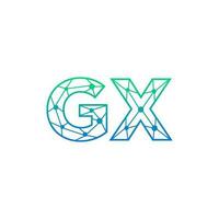 Abstract letter GX logo design with line dot connection for technology and digital business company. vector