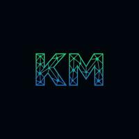 Abstract letter KM logo design with line dot connection for technology and digital business company. vector