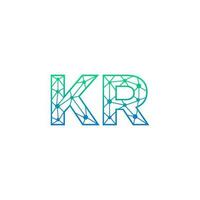 Abstract letter KR logo design with line dot connection for technology and digital business company. vector