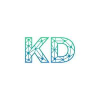 Abstract letter KD logo design with line dot connection for technology and digital business company. vector