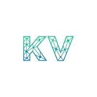 Abstract letter KV  logo design with line dot connection for technology and digital business company. vector