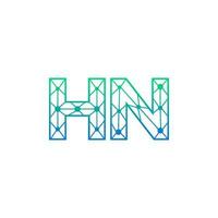 Abstract letter HN logo design with line dot connection for technology and digital business company. vector