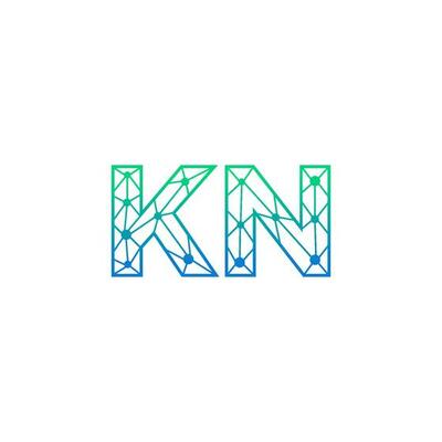 Abstract letter KN logo design with line dot connection for technology and digital business company.