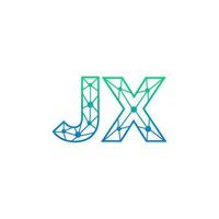 Abstract letter JX logo design with line dot connection for technology and digital business company. vector