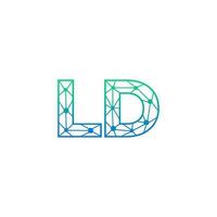 Abstract letter LD logo design with line dot connection for technology and digital business company. vector