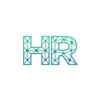 Abstract letter HR logo design with line dot connection for technology and digital business company. vector