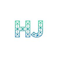 Abstract letter HJ logo design with line dot connection for technology and digital business company. vector