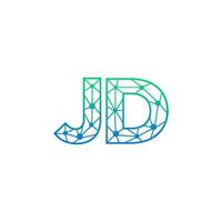 Abstract letter JD logo design with line dot connection for technology and digital business company. vector