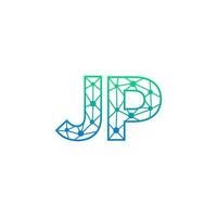 resumen letra jp logo diseño con línea punto conexión para tecnología y digital negocio compañía. vector