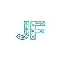 Abstract letter JF  logo design with line dot connection for technology and digital business company. vector