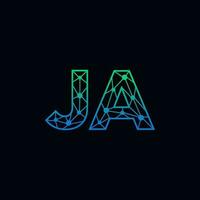 Abstract letter JA logo design with line dot connection for technology and digital business company. vector