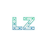 Abstract letter LZ logo design with line dot connection for technology and digital business company. vector