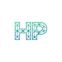 Abstract letter HP logo design with line dot connection for technology and digital business company. vector