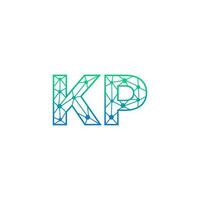 Abstract letter KP logo design with line dot connection for technology and digital business company. vector