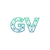 Abstract letter GV logo design with line dot connection for technology and digital business company. vector