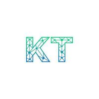 Abstract letter KT logo design with line dot connection for technology and digital business company. vector