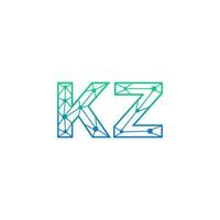 resumen letra kz logo diseño con línea punto conexión para tecnología y digital negocio compañía. vector