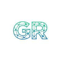 Abstract letter GR  logo design with line dot connection for technology and digital business company. vector