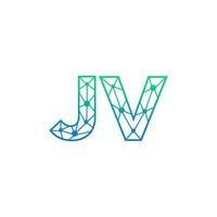 Abstract letter JV logo design with line dot connection for technology and digital business company. vector