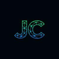 resumen letra jc logo diseño con línea punto conexión para tecnología y digital negocio compañía. vector