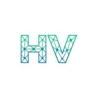 Abstract letter HV logo design with line dot connection for technology and digital business company. vector