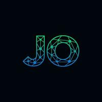 Abstract letter JO logo design with line dot connection for technology and digital business company. vector