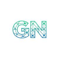 Abstract letter GN logo design with line dot connection for technology and digital business company. vector