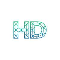 Abstract letter HD logo design with line dot connection for technology and digital business company. vector