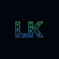 Abstract letter LK logo design with line dot connection for technology and digital business company. vector