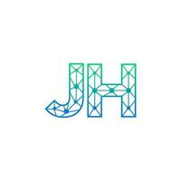 Abstract letter JH logo design with line dot connection for technology and digital business company. vector