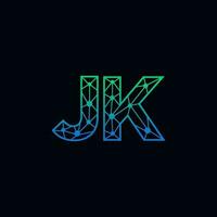 resumen letra jk logo diseño con línea punto conexión para tecnología y digital negocio compañía. vector