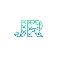 Abstract letter JR logo design with line dot connection for technology and digital business company. vector