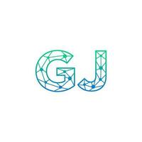 Abstract letter GJ logo design with line dot connection for technology and digital business company. vector