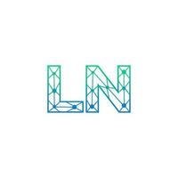 Abstract letter LN logo design with line dot connection for technology and digital business company. vector