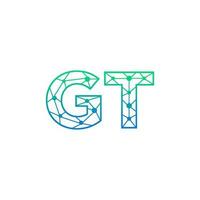 Abstract letter GT logo design with line dot connection for technology and digital business company. vector