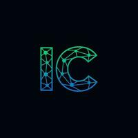 Abstract letter IC logo design with line dot connection for technology and digital business company. vector