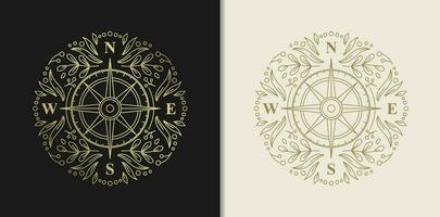 A Grandeur themed Compass with Floral Engravings vector