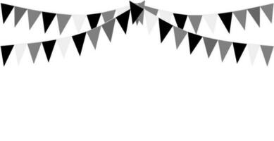 Black-tone silhouettes of holiday flags. Vector Illustration of Black to Grey Garlands on white background. Black buntings and flags. Holiday set. Festive flags.