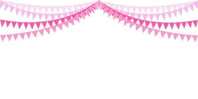 The nice and sweet pink color of many level garlands, and bunting flags. Banner background. Baby girl, Valentine, wedding, greeting, party, marry me, birthday, Valentine's day concepts. It's a girl. vector