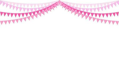 The nice and sweet pink color of many level garlands, and bunting flags. Banner background. Baby girl, Valentine, wedding, greeting, party, marry me, birthday, Valentine's day concepts. It's a girl. vector