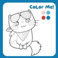 colorante actividad para niños. 4to de julio colorante página para jardín de infancia y preescolar niños. colorante gatito. educativo imprimible colorante hoja de cálculo. vector archivo.